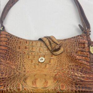 Brahmin Isabelle BROWN OMBRE Crocodile Embossed Leather Madalian